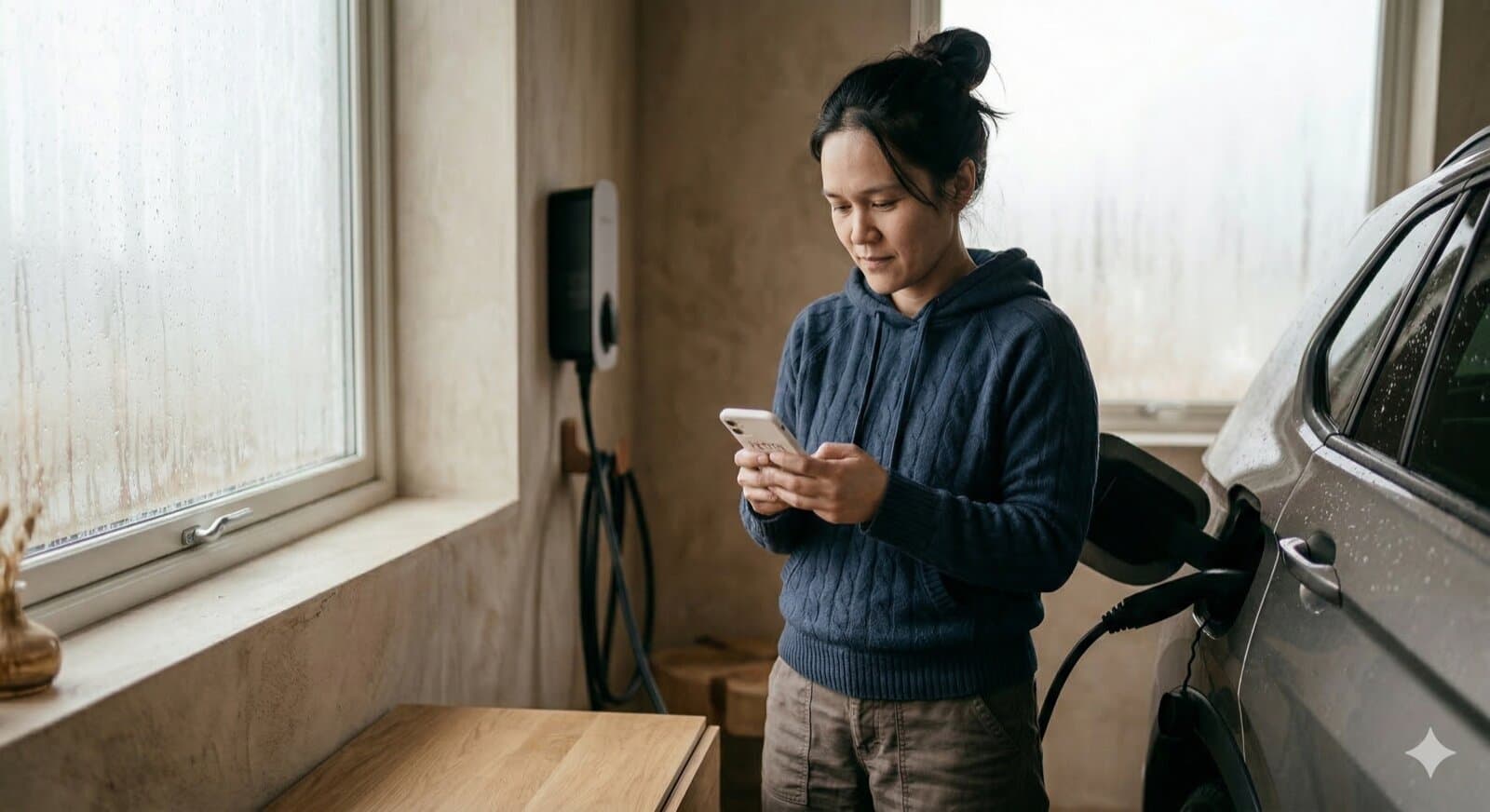 Elbil kobles til hurtigladestasjon i Norge – digitalt display viser pris per kWh